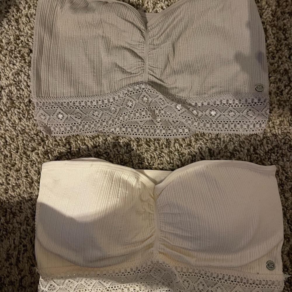 Lucky Brand Brown and Cream Crop Tops